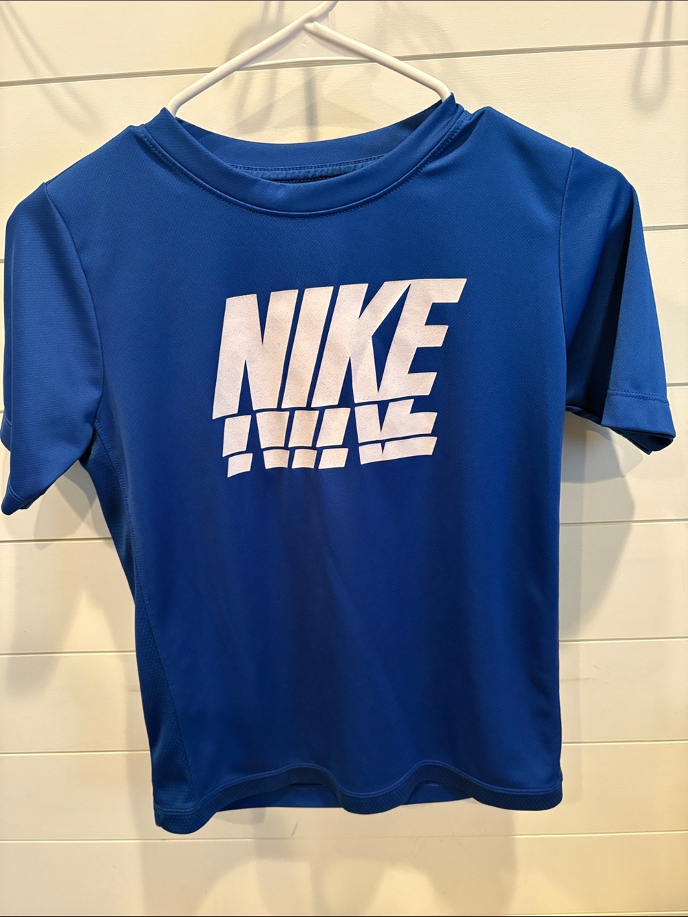 Nike Blue Short-Sleeve Graphic Tee with White Logo